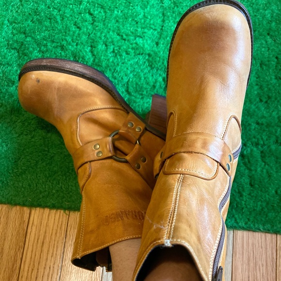 Vintage 90s Y2K Camel Leather Durango Platform Boots Chunky Heel - Picture 3 of 16